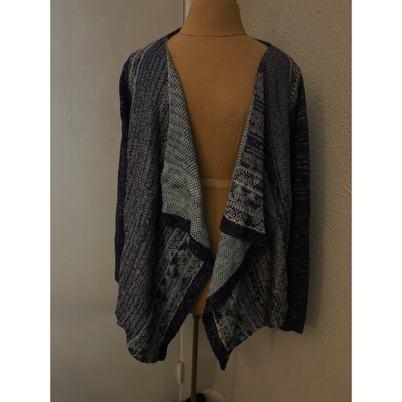 Miami Aztec Tribal Print Women's Waterfall Sweater Small Southwestern Cozycore - Picture 1 of 11